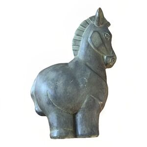 Vintage Carved Stone Horse Sculpture Modern Stylized Figurine Decor Donkey MCM